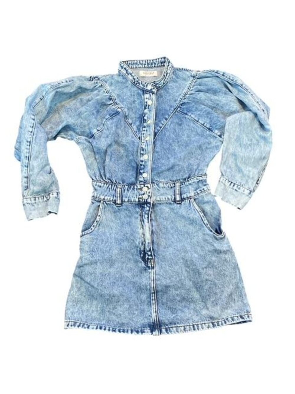 Vibrant MIU Women’s Denim Long Sleeve Buttons & Snaps Dress Size Medium